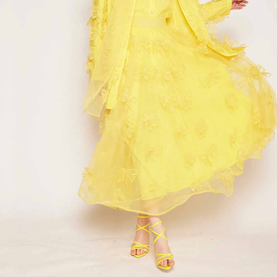 Bows embroidered Organza Skirt Durable Stitching