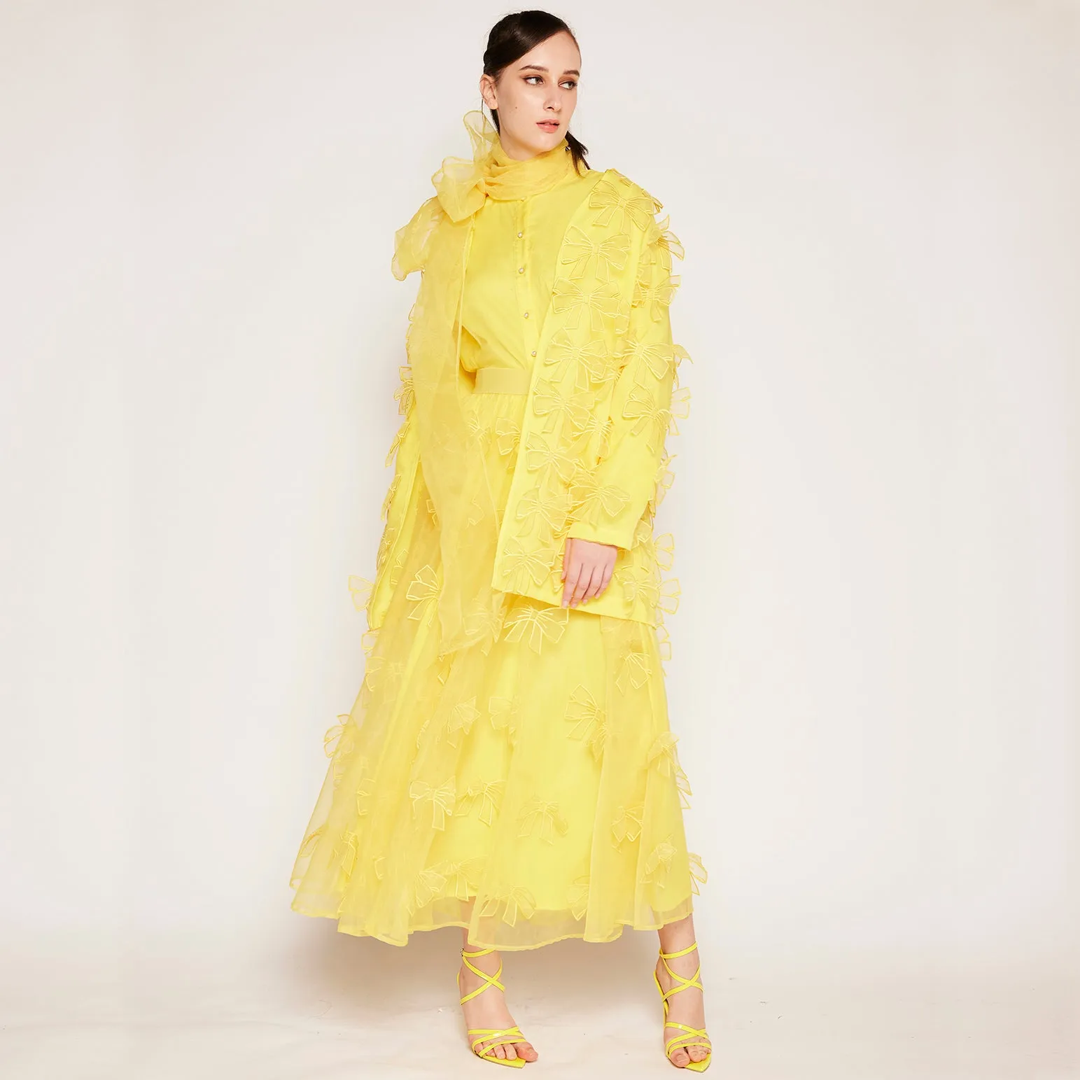 Fashion Combo Bows embroidered Organza Skirt