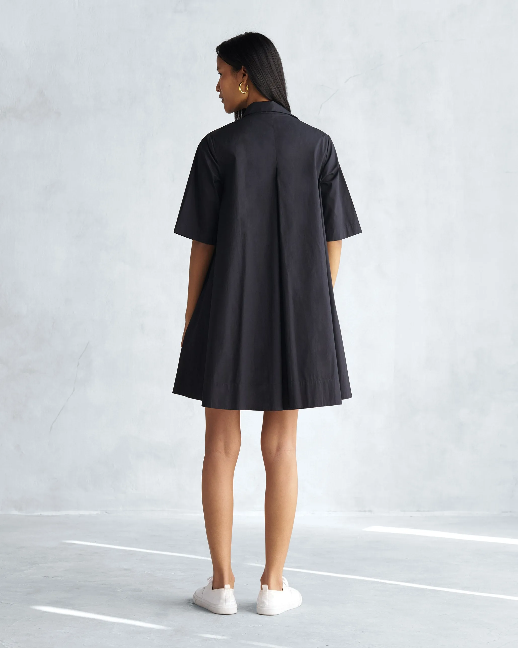 A-line Short Dress - Black Flattering Silhouette Wear