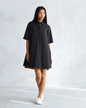 Airy Weave A-line Short Dress - Black