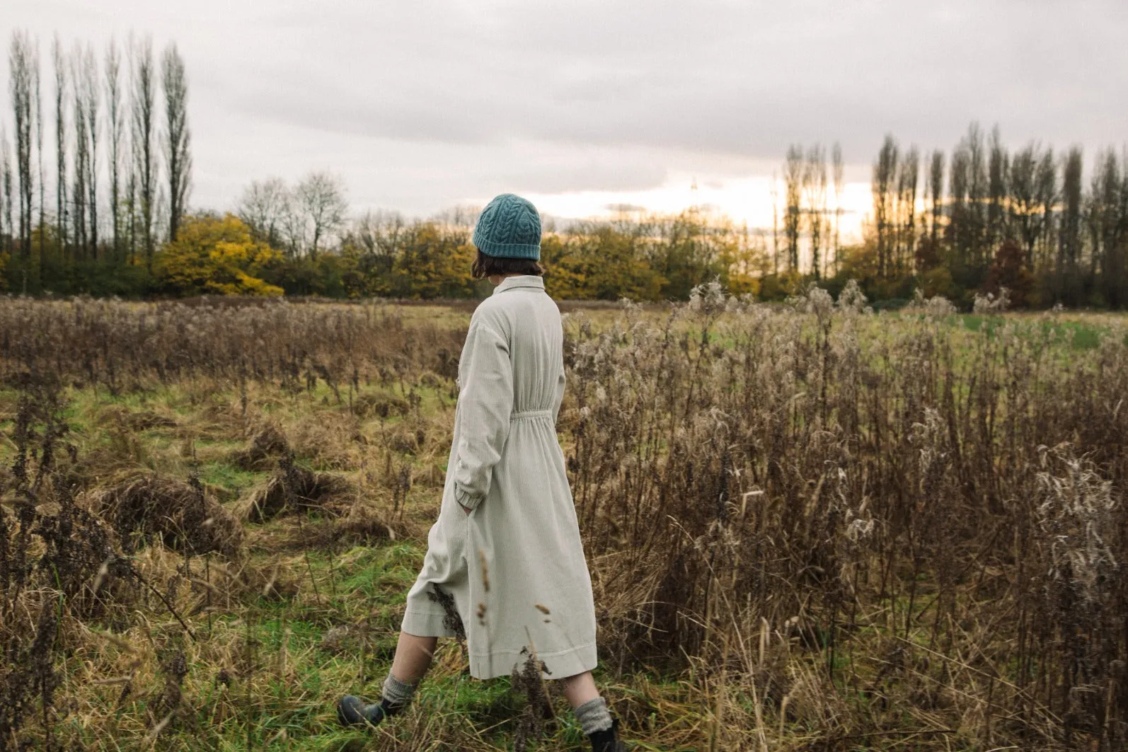 Soft Touch Yuri Organic Cotton Cord Dress in Stone