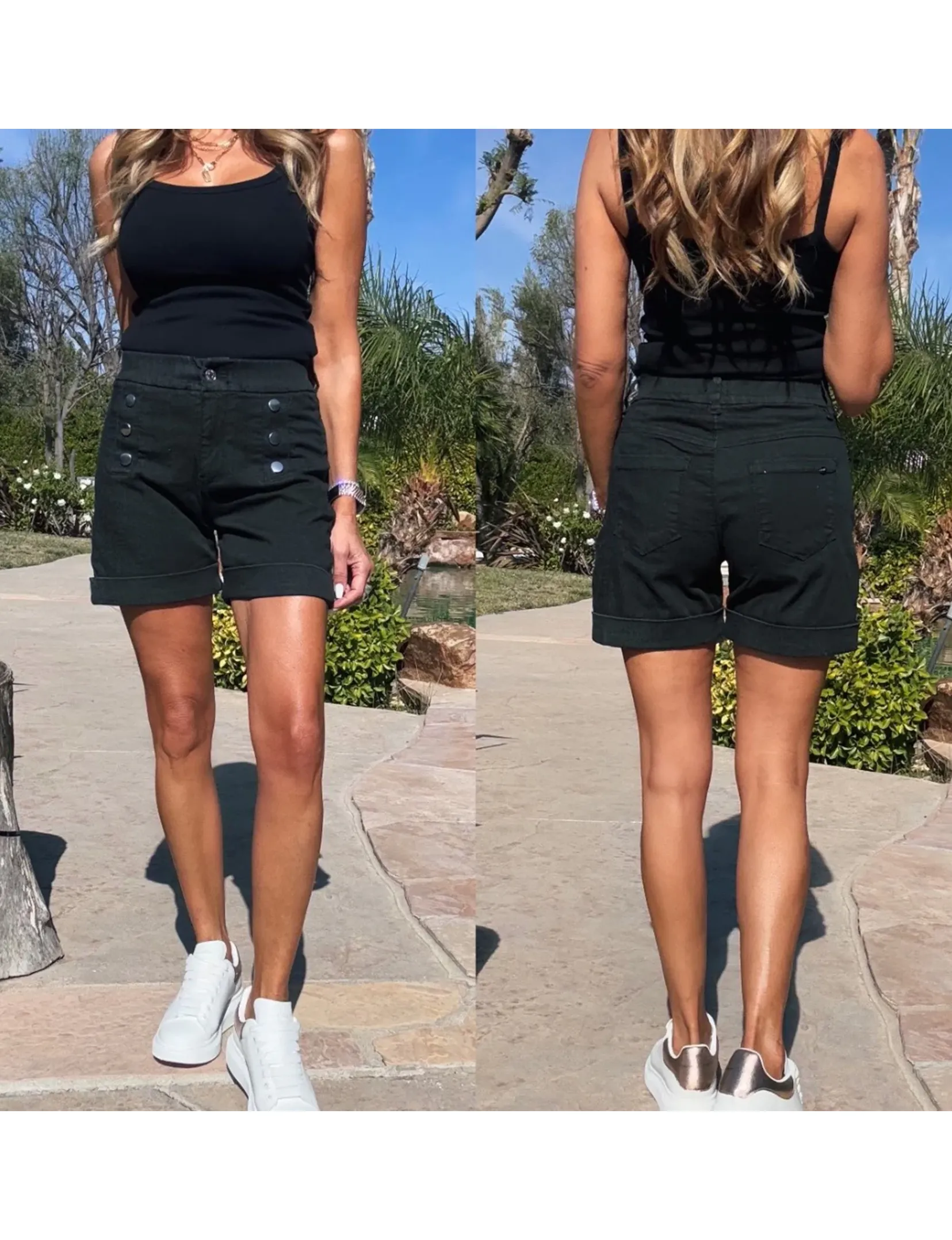 Elisie Shorts, Black tropical style Quick Flex Fit