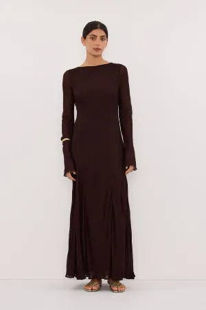 ELODIE DARK CHOC LONG SLEEVE MAXI DRESS Urban Look