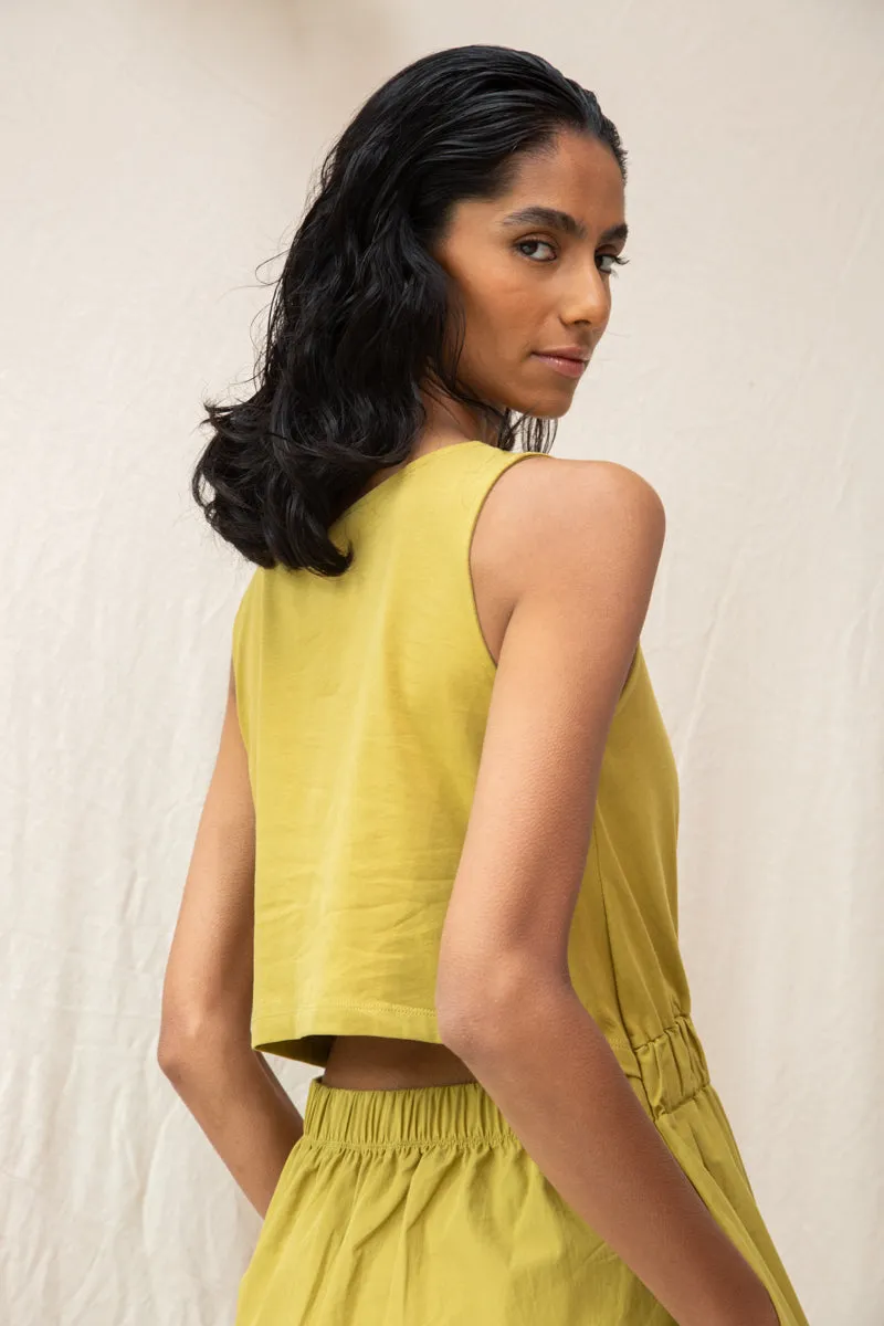 Skin Hug Euro Ease Cece Organic Cotton Dress in Bright Olive