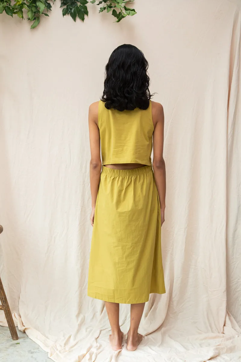 Cece Organic Cotton Dress in Bright Olive Perfectly Styled
