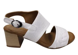 Orizonte Mindi Womens European Leather Mid Heel Comfortable Sandals Bold Open Toe Heels