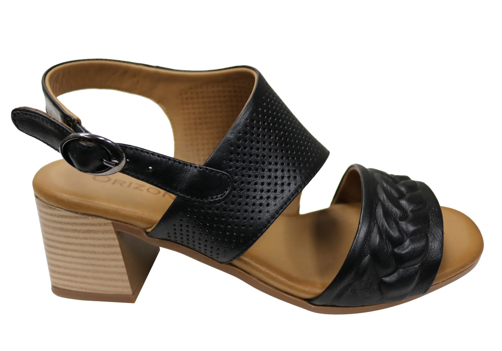 Orizonte Mindi Womens European Leather Mid Heel Comfortable Sandals Comfortable to walk Chic Finish