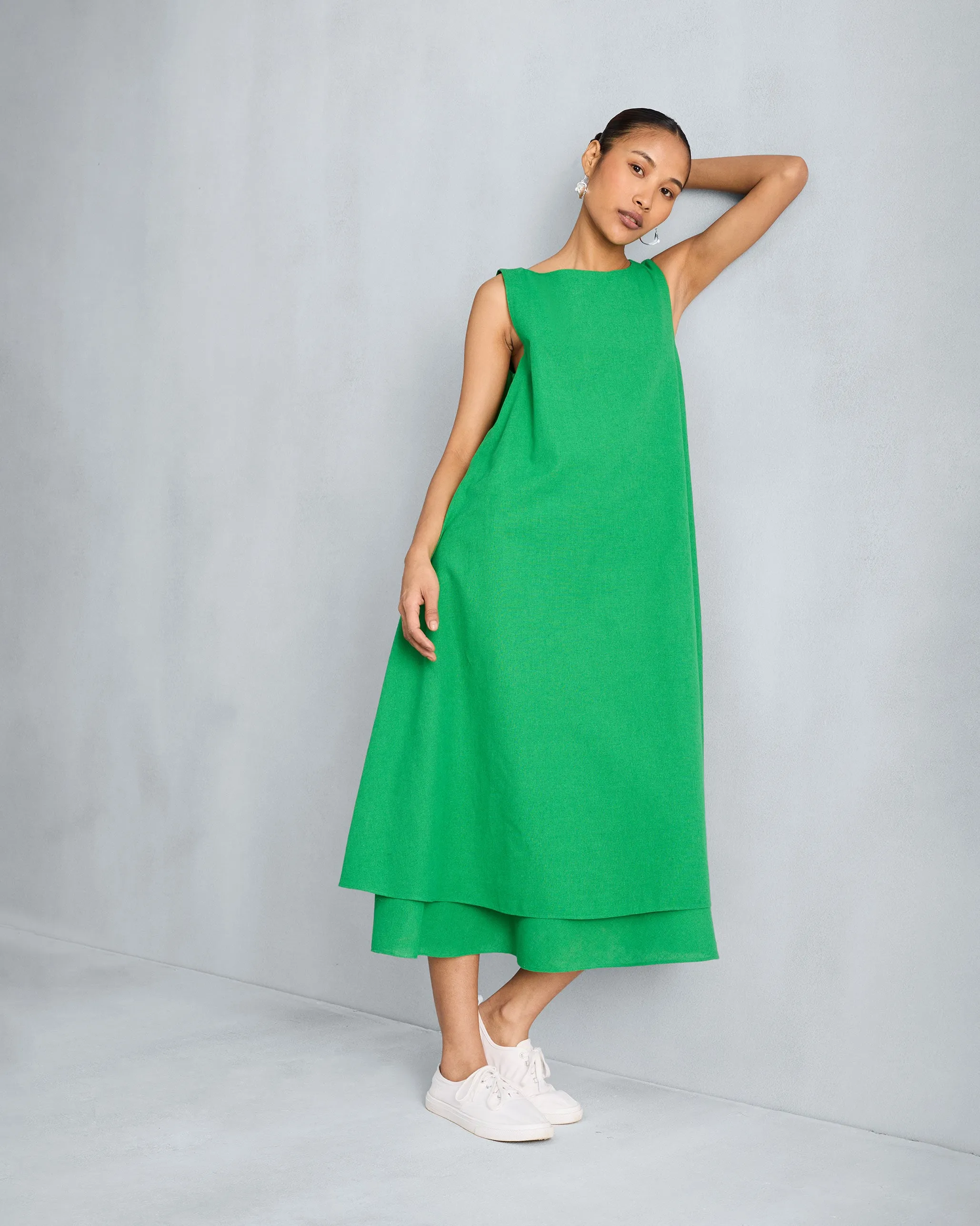 Smart and Elegant Double Layer Dress - Green