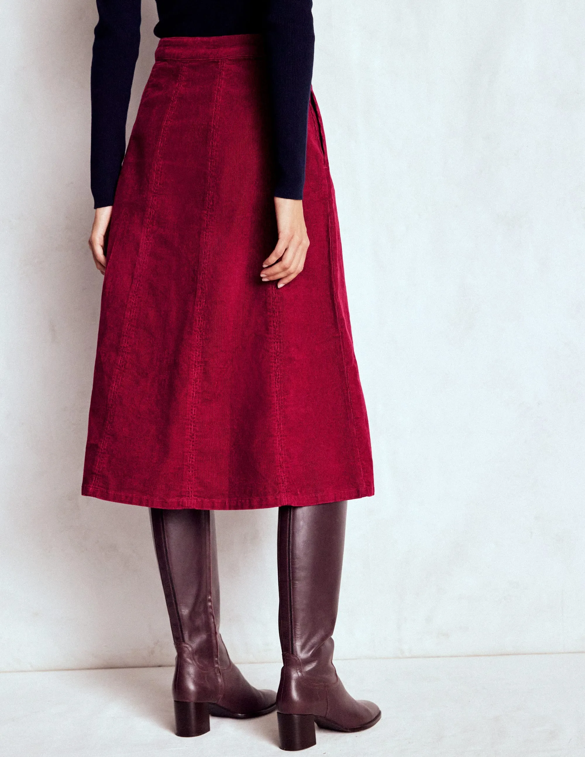 Joy Cord Midi Skirt-Burgundy Red Wardrobe Hero Formal Event