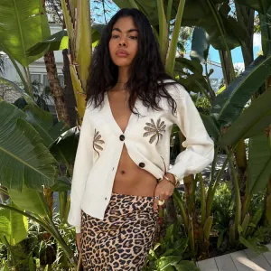 Embroidered Palm Boob Cardigan Casual Wear