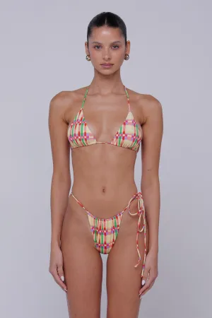 Ernie Bikini Bottom in Plaid Vacation Packing Multi Hook Back Closure