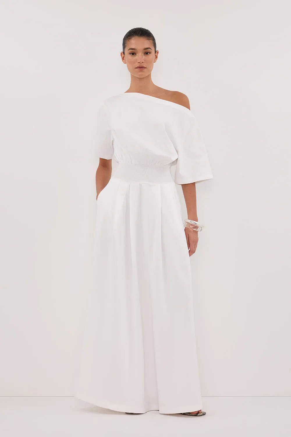 ESME WHITE ASYM MAXI DRESS Timeless Comfort Wear