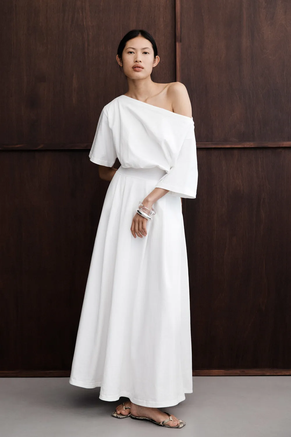 ESME WHITE ASYM MAXI DRESS Travel-friendly