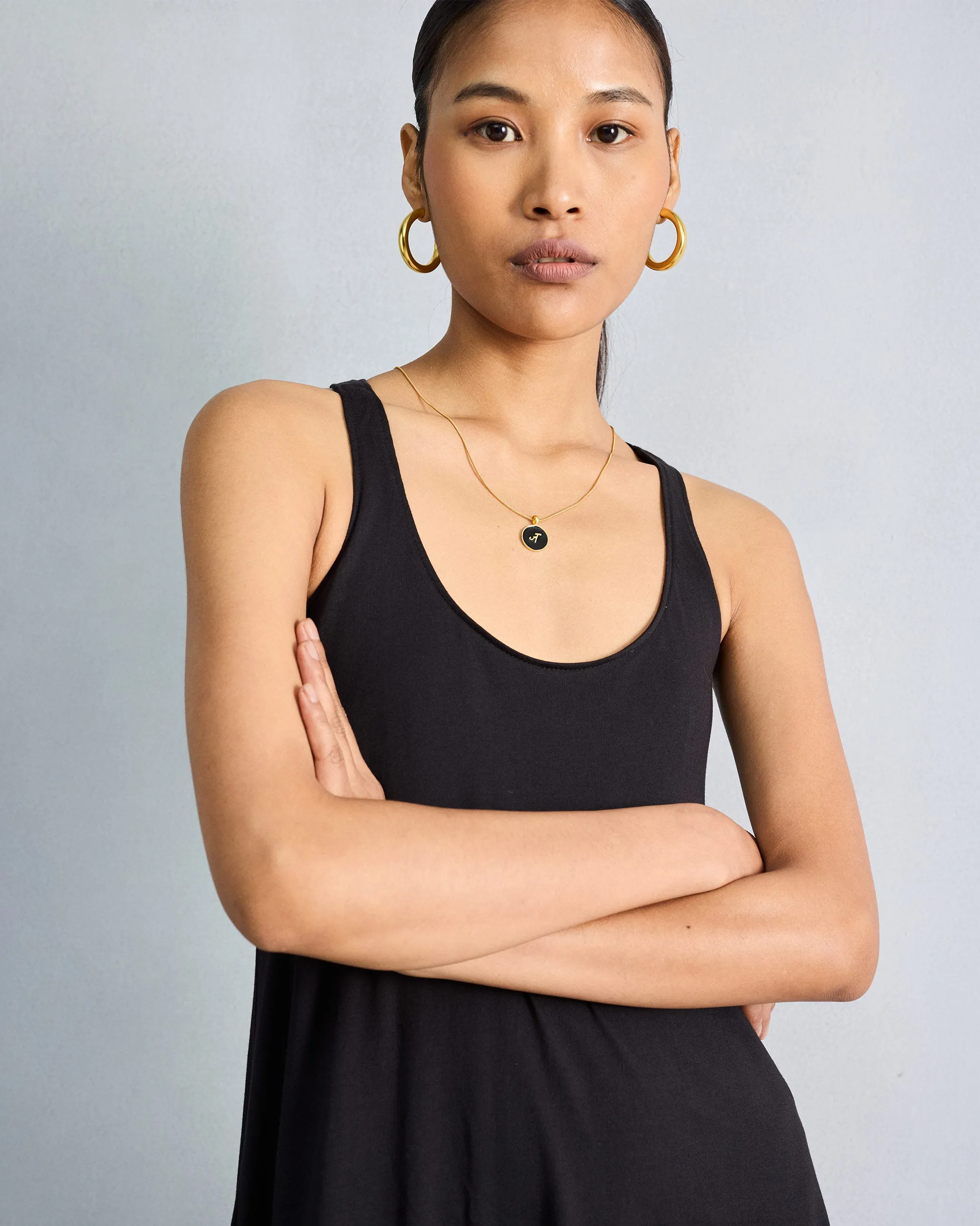 Statement-Buttons Esther Dress - Black