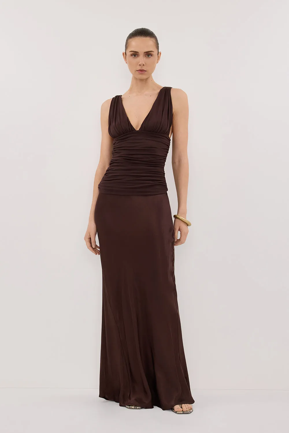 MAGNOLIA CHOC SLEEVELESS RUCHED TOP Evening Stroll