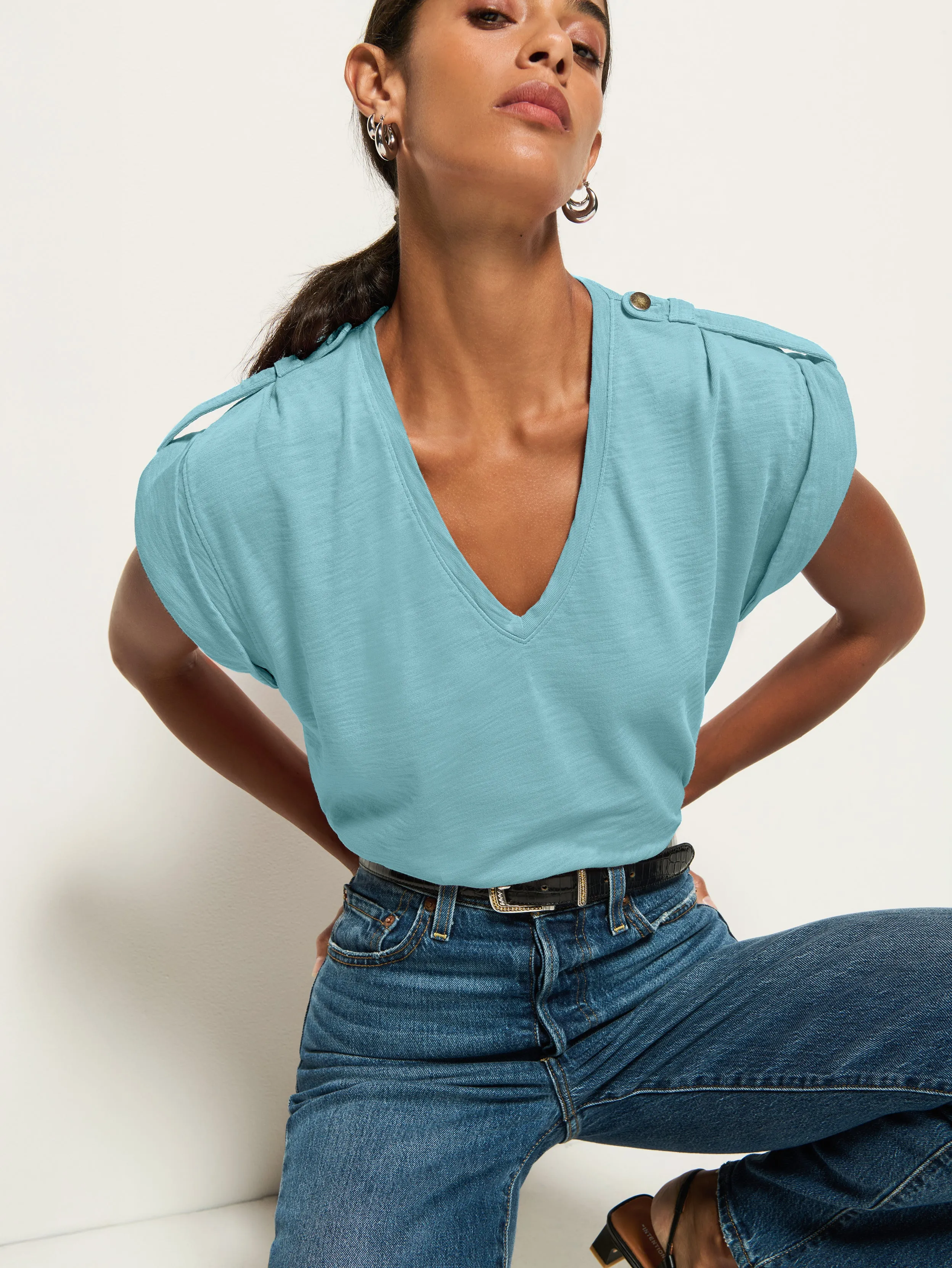 Cooper V-Neck Tank Affordable accessibility Fashionable Piece