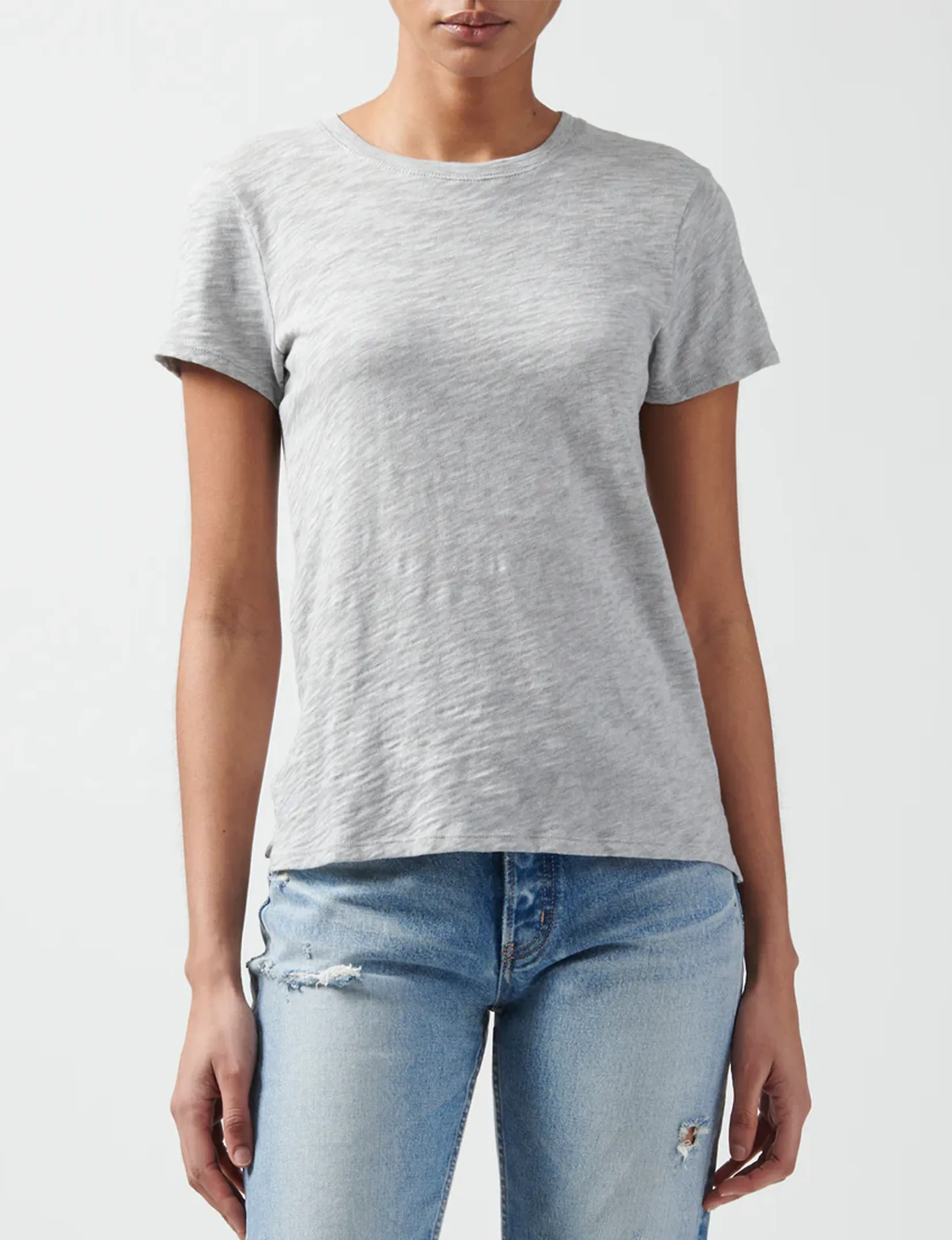 Schoolboy Crew Tee, Heather Grey Comfy Casual