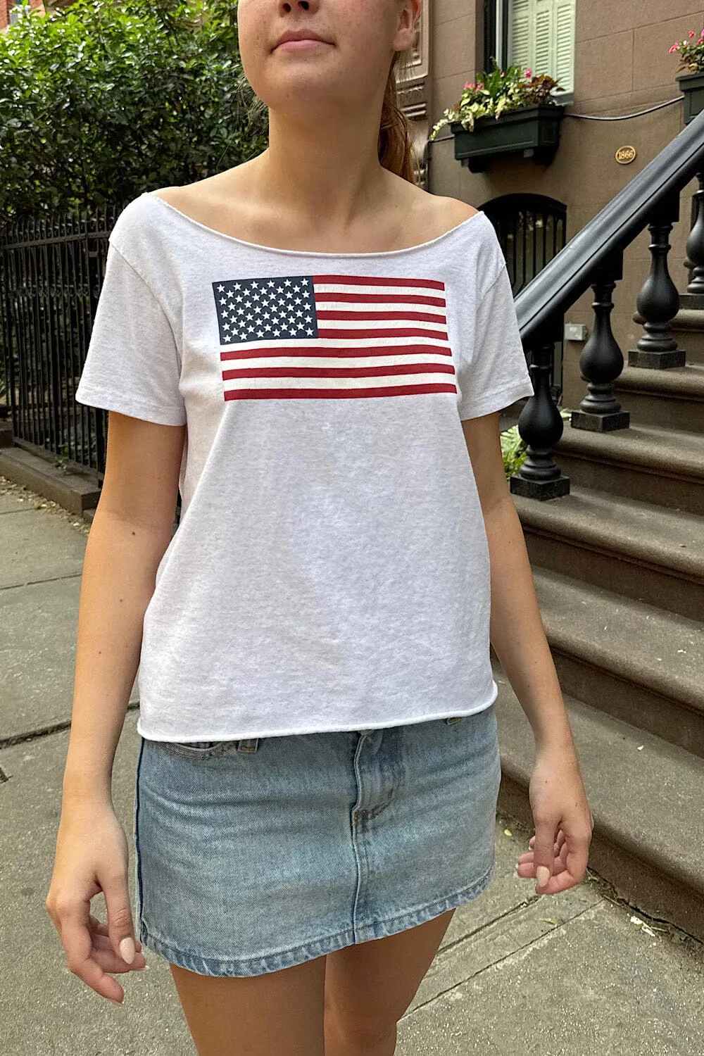Robyn American Flag Top Reinforced Collar