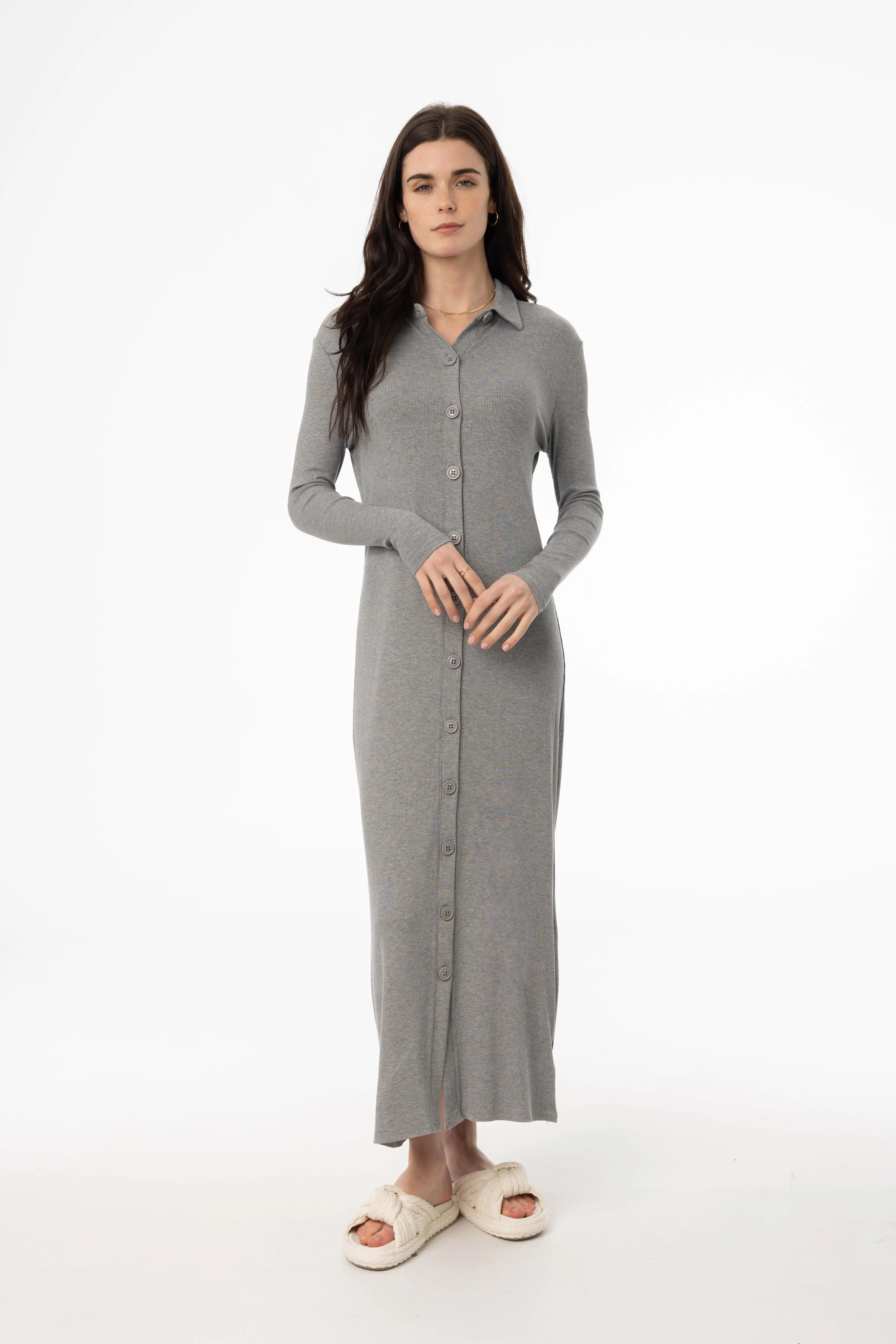 Grey Cardi Maxi Dress Street Motion Subtle Glow