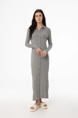 Grey Cardi Maxi Dress Street Motion Subtle Glow