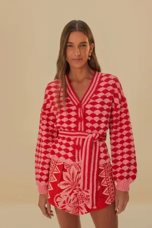 Year Round Antibacterial Treatment Fan Stitch Crochet Cardigan