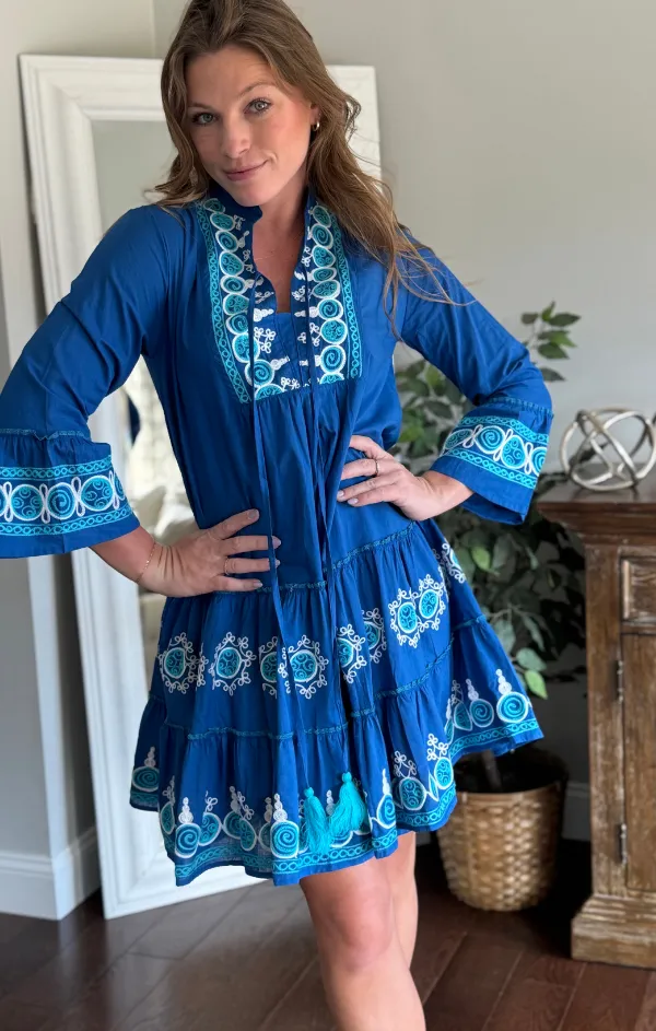 Rosemary Embroidered Dress Satin Layers Compact Fit