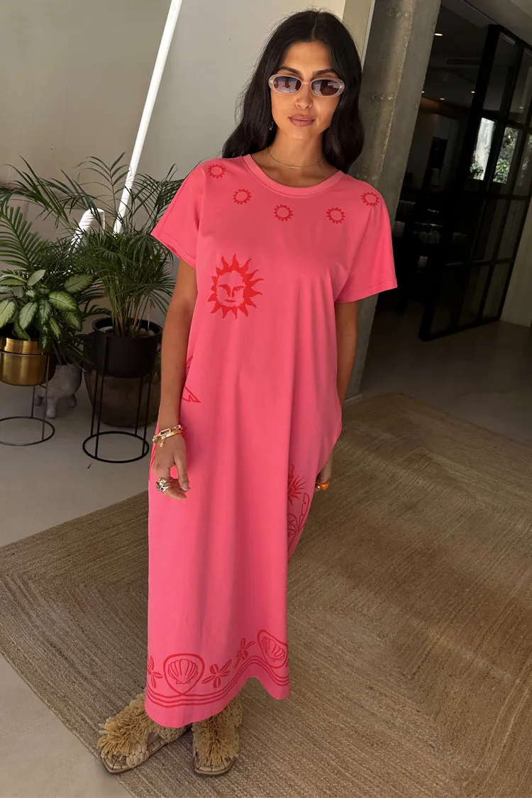 Pink and Red Azura T-Shirt Dress Light Outfit