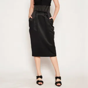 Shape Enhancing Layered Structure Corset Midi Skirt