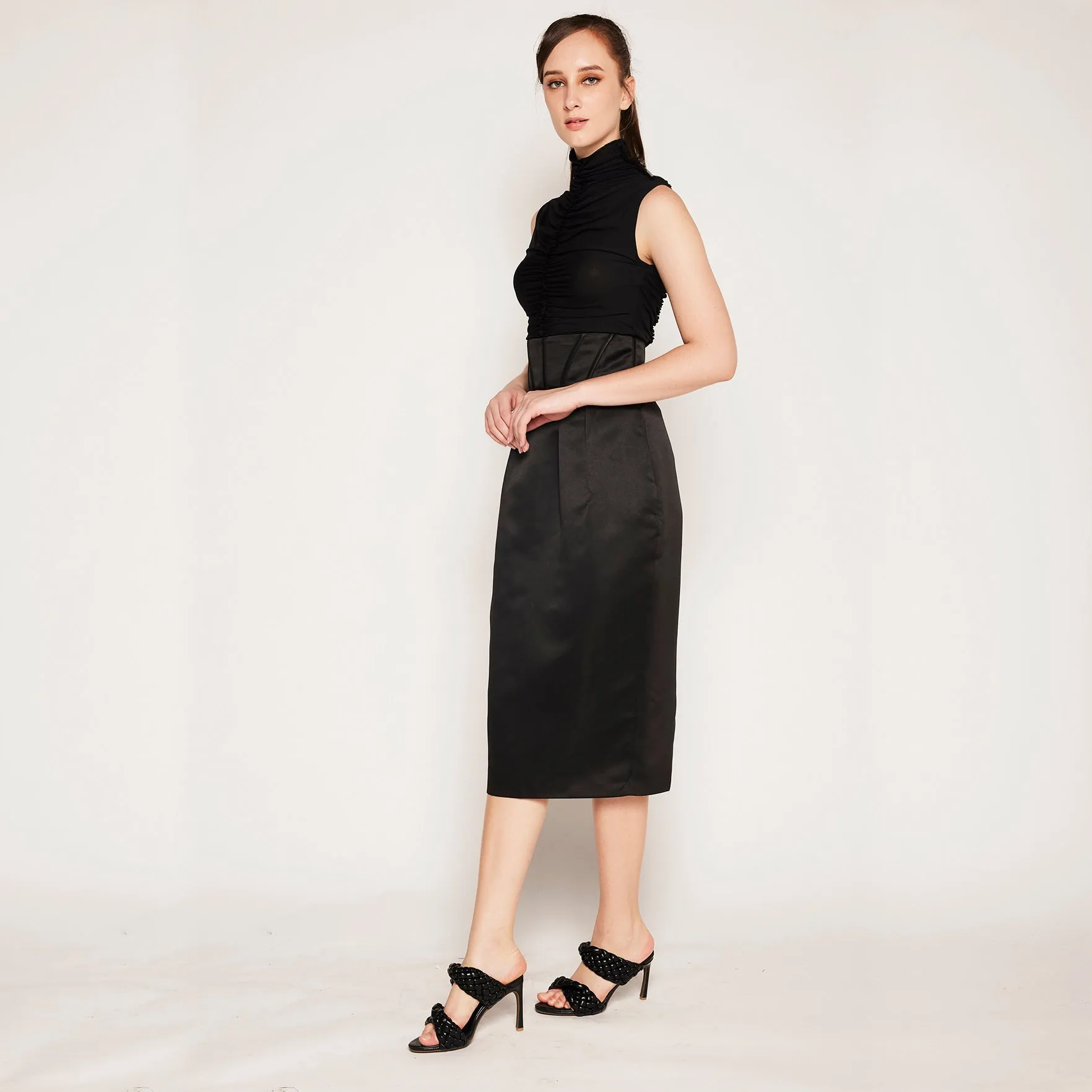 Corset Midi Skirt Glamorous Appeal Roll Up Fasten