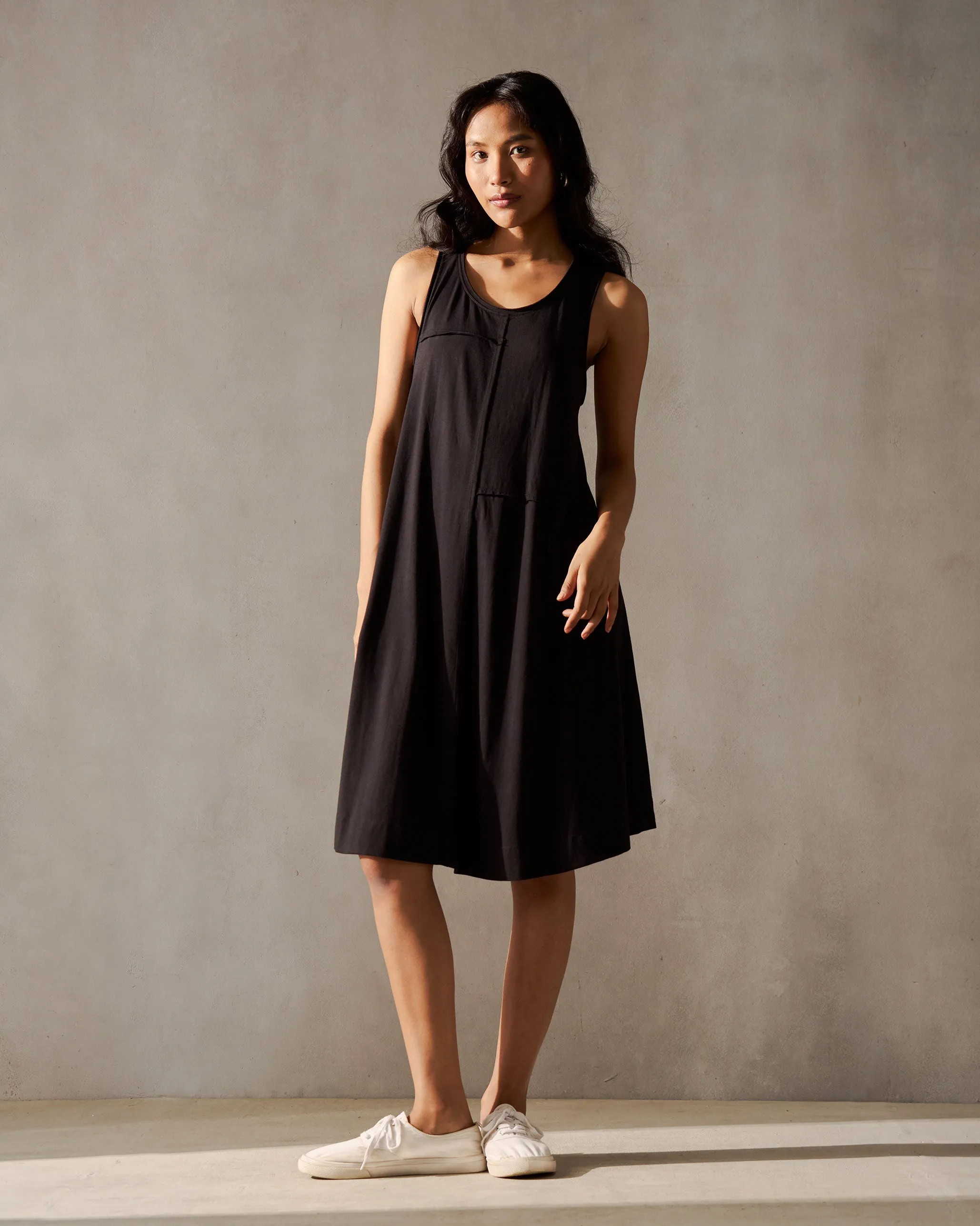 Fez Dress - Black Comfort Stretch Scandi Clean