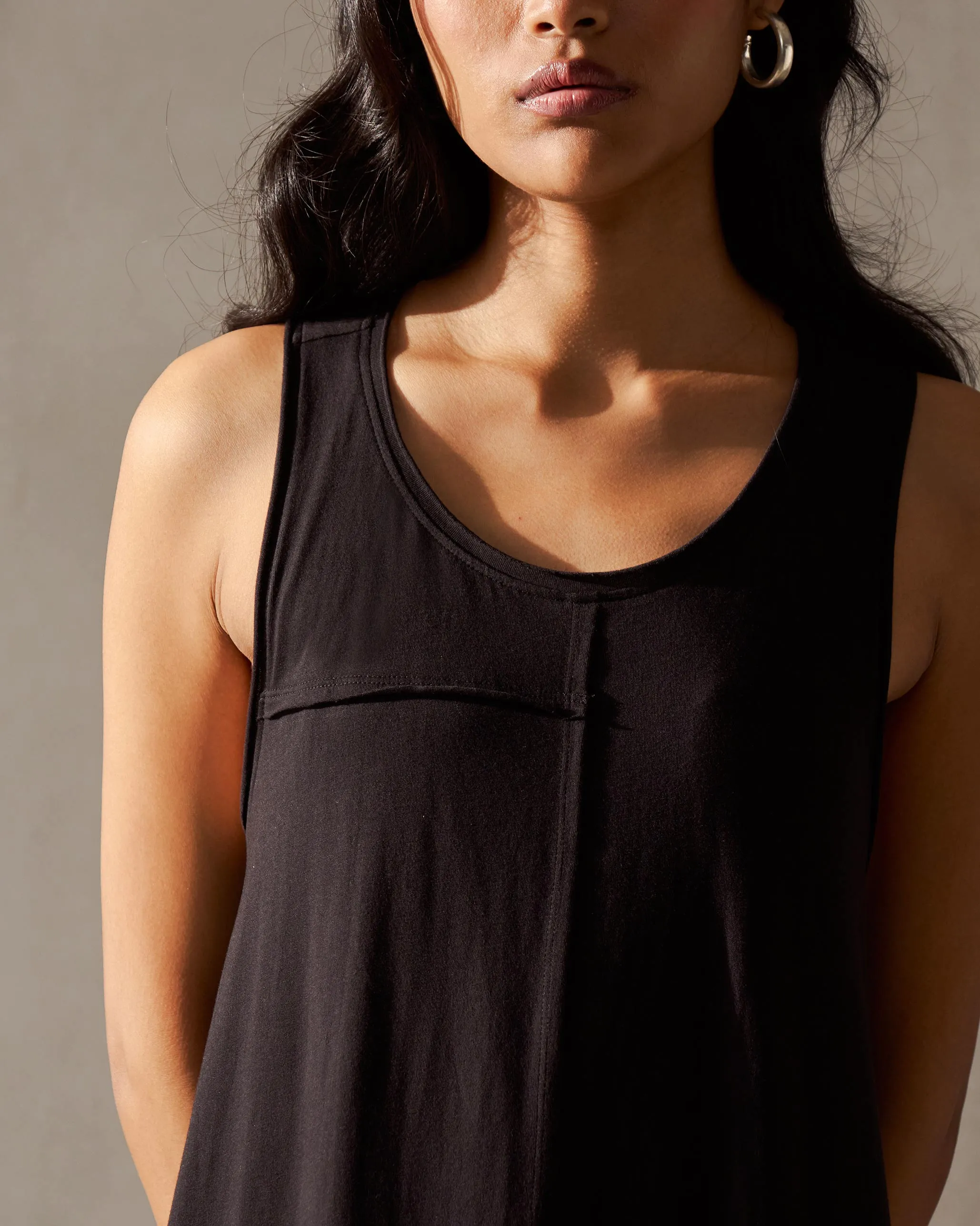 Statement-Buttons Fez Dress - Black