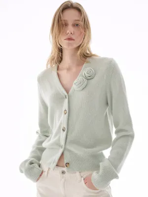 Weekend Classic CASHMERE BLENDED CARDIGAN V NECK ROSE_MINT