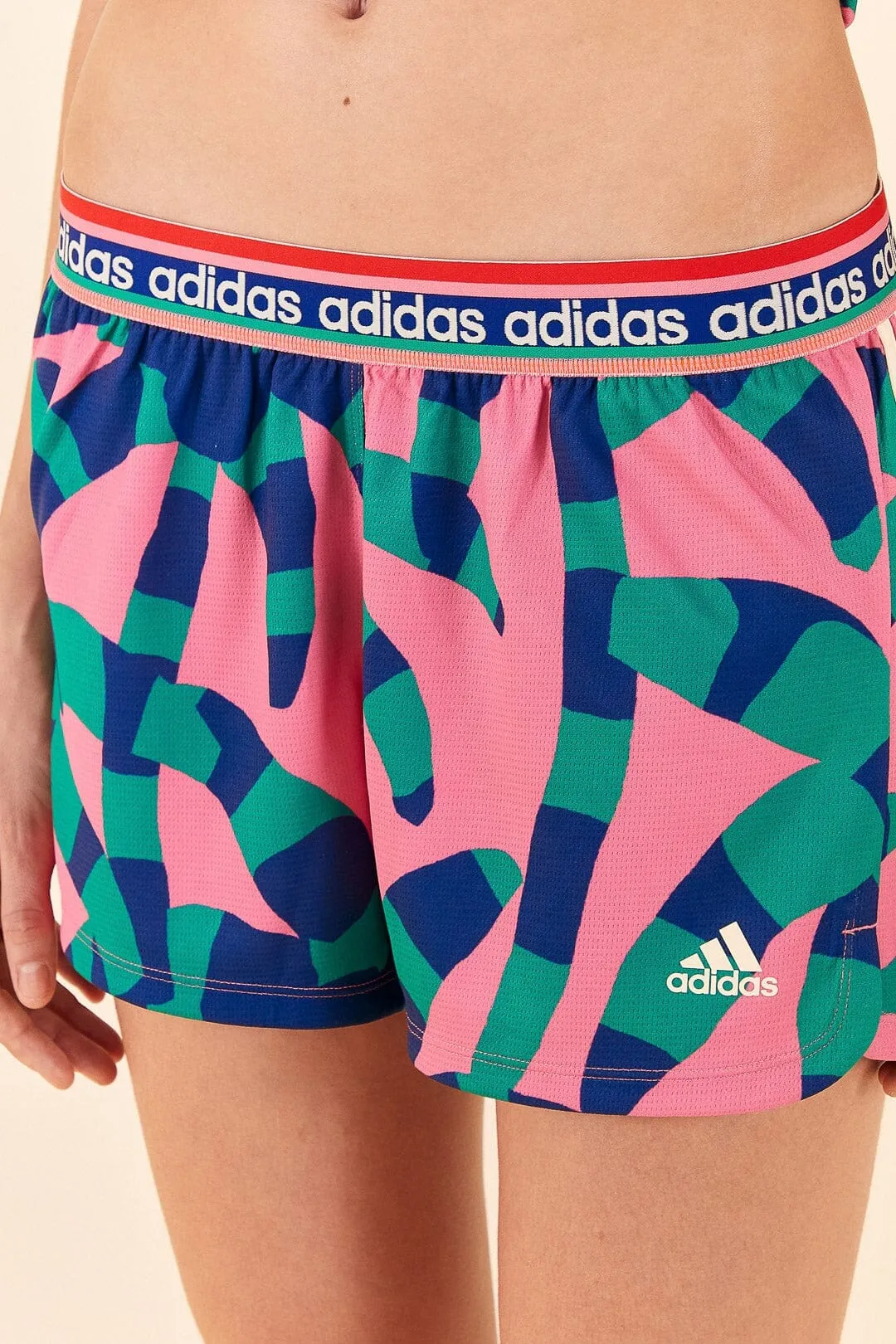 Rubberized Waist Grip Beach Ready Shorts Adidas Farm Pacer Shorts Magenta