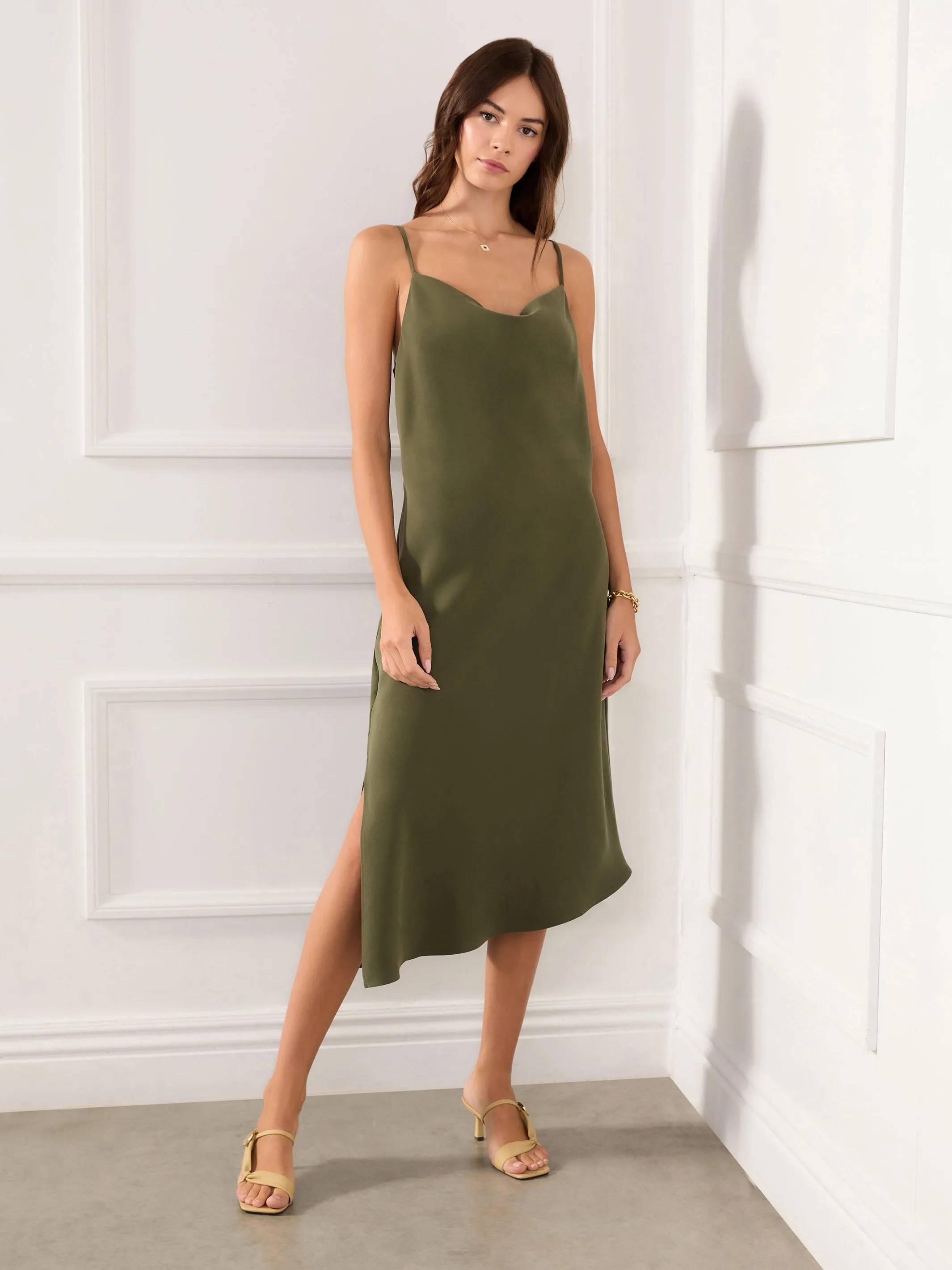 Cowl Neck Slip Dress Skin-friendly Sophisticated Line