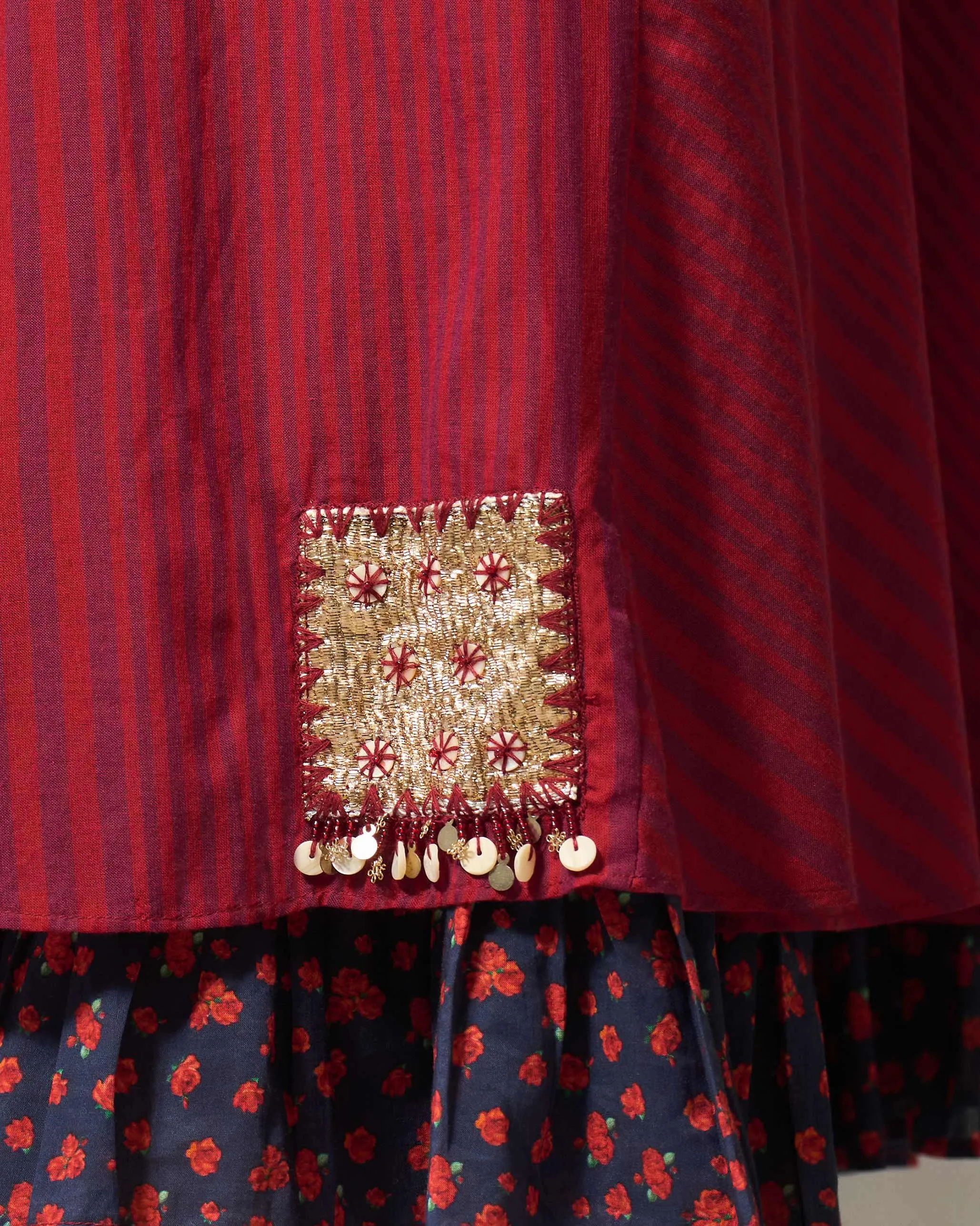 Jambiani Dress - Purple & Red Stripes Light Layers Natural Tones