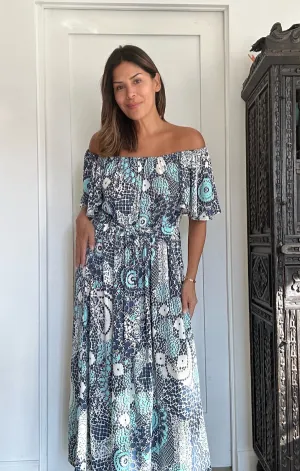 Smooth Wear Romantic Bloom Flair Sleeve Off Shoulder Belted Dress