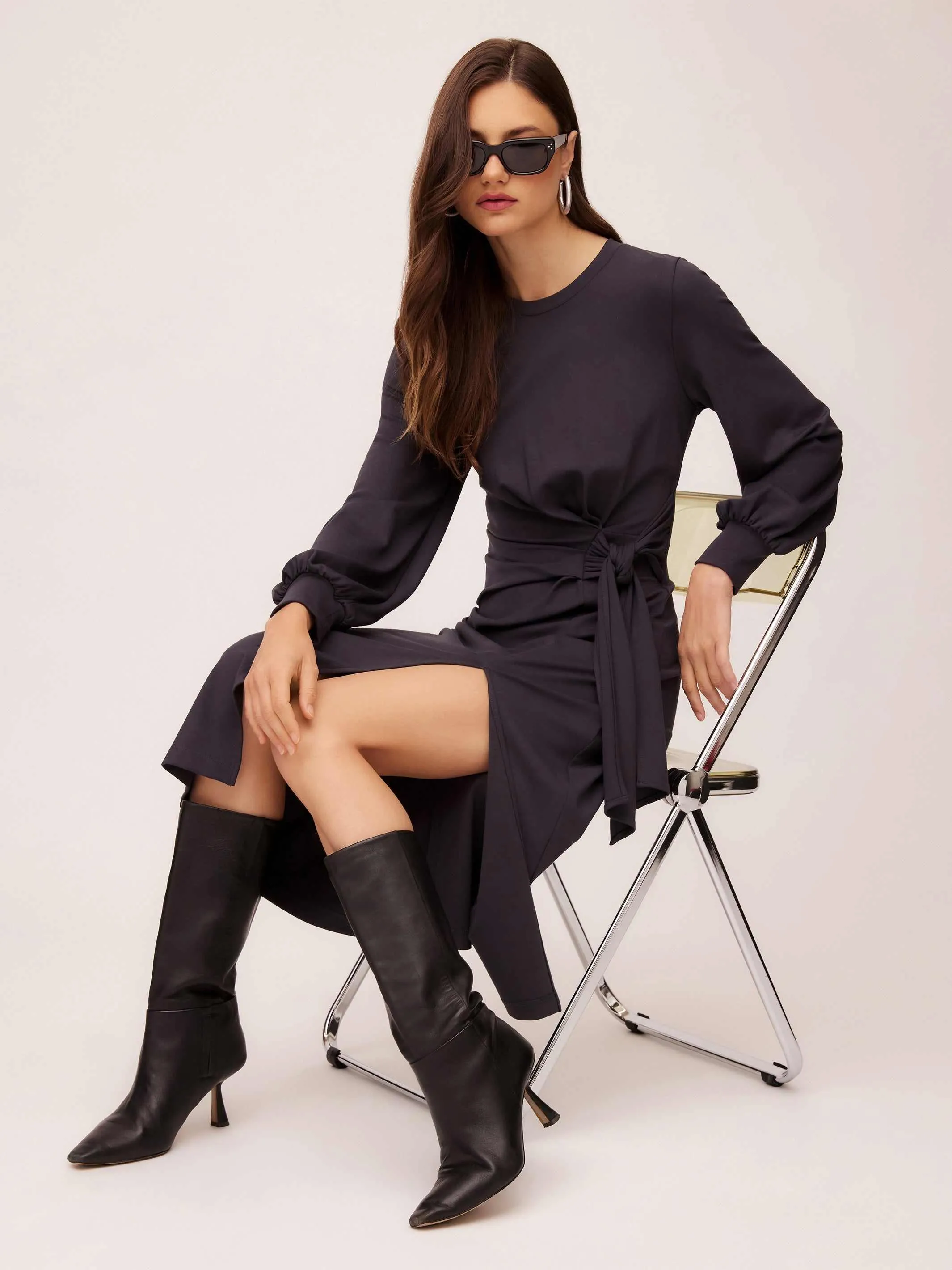 Sharp Profile Addie Side-Knot Midi Dress