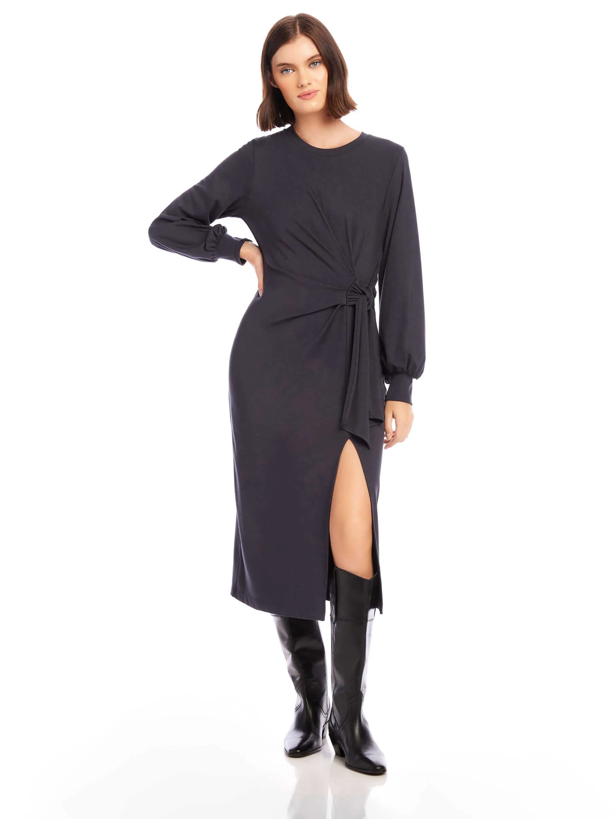 Subtle Touch Addie Side-Knot Midi Dress
