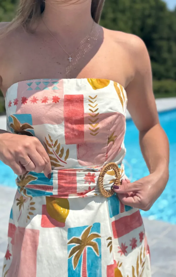 Cut-Out-Detail Minimal Curve Amalfi Coast Dress