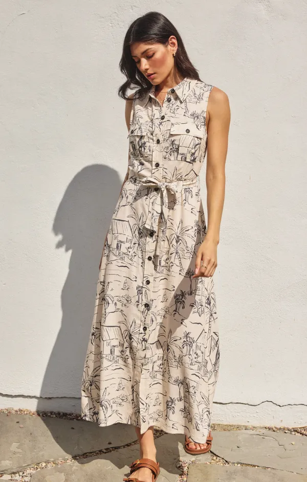 Perfect Waist Poised Vibe Oceanside Button Front Maxi