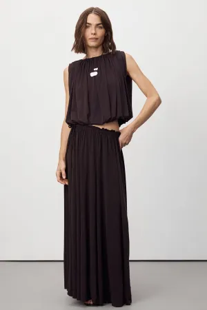 Daily Mood Reinforced Pockets AVA BURNT CHOC MODAL BLEND MIDI SKIRT