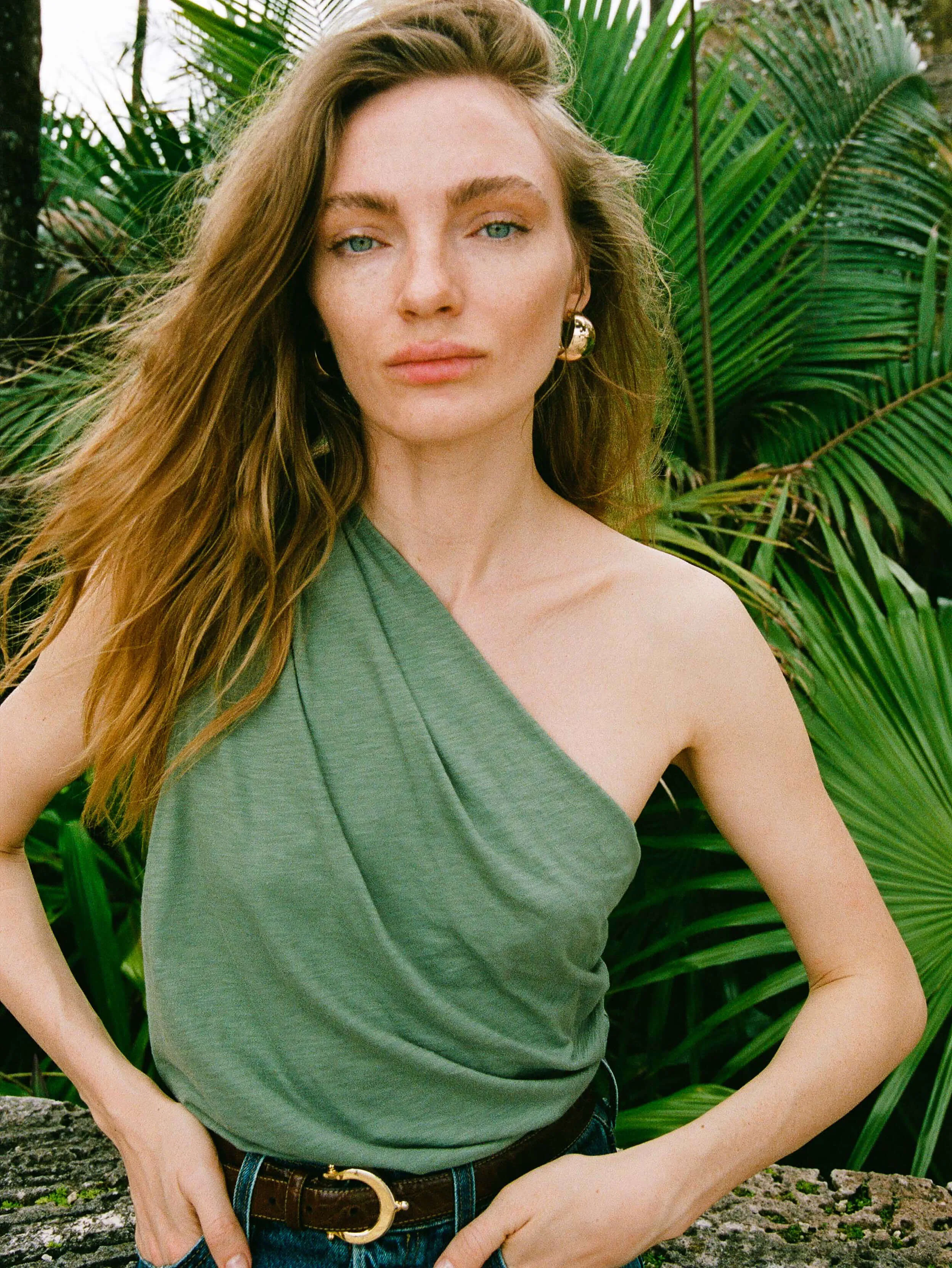 Emberly One Shoulder Top Stretch Comfort Layered Comfort