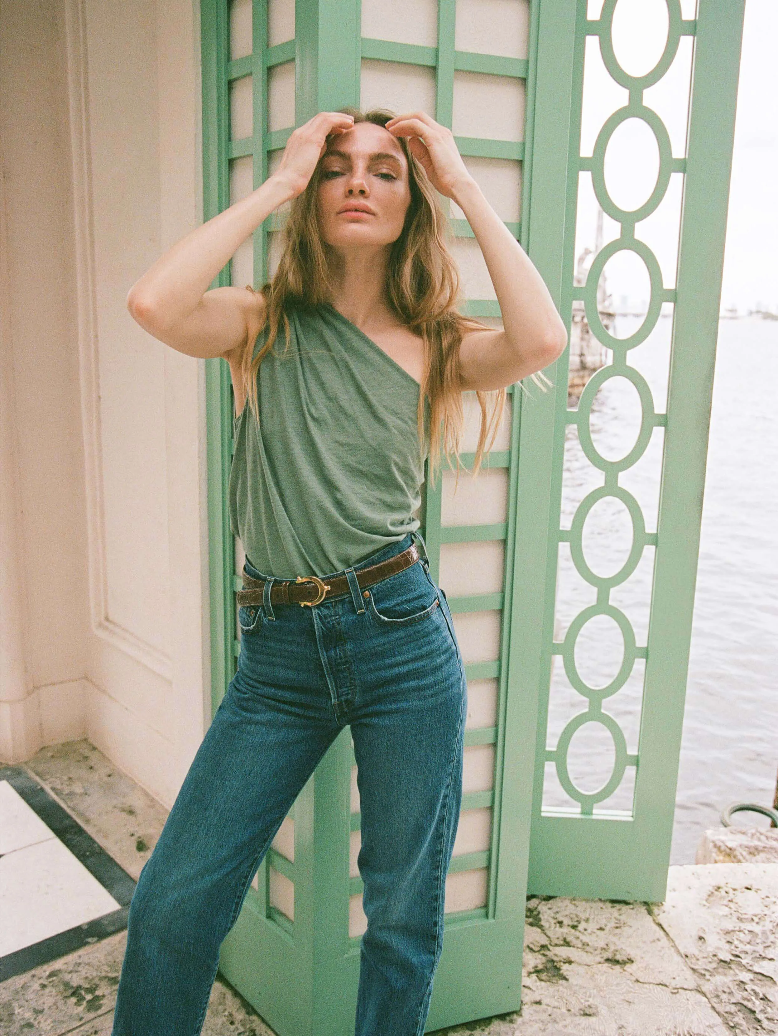 Soft Brushed Finish Emberly One Shoulder Top