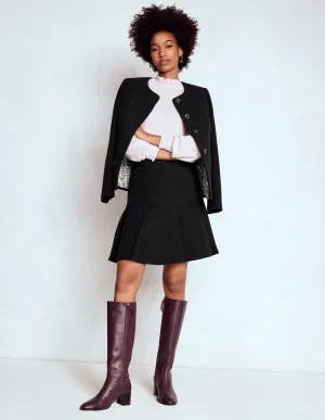 Flippy Textured Skirt-Black color block Collaboration Piece
