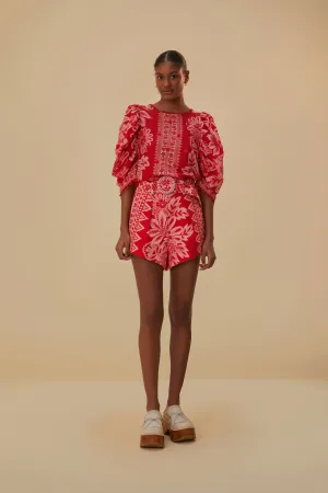 beach shorts Flora Tapestry Red Shorts