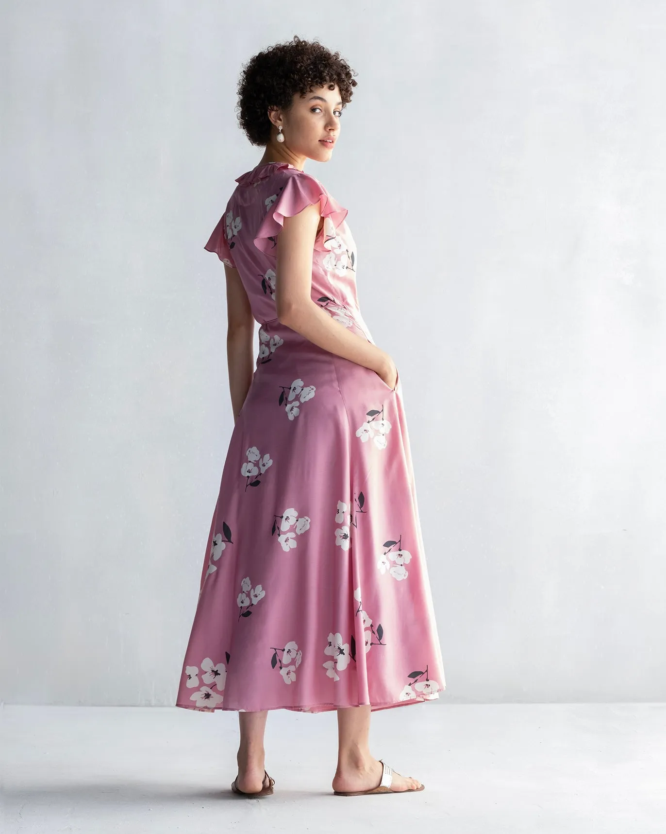 Elegant Comfort Floral Maxi Dress with Slip - Pink