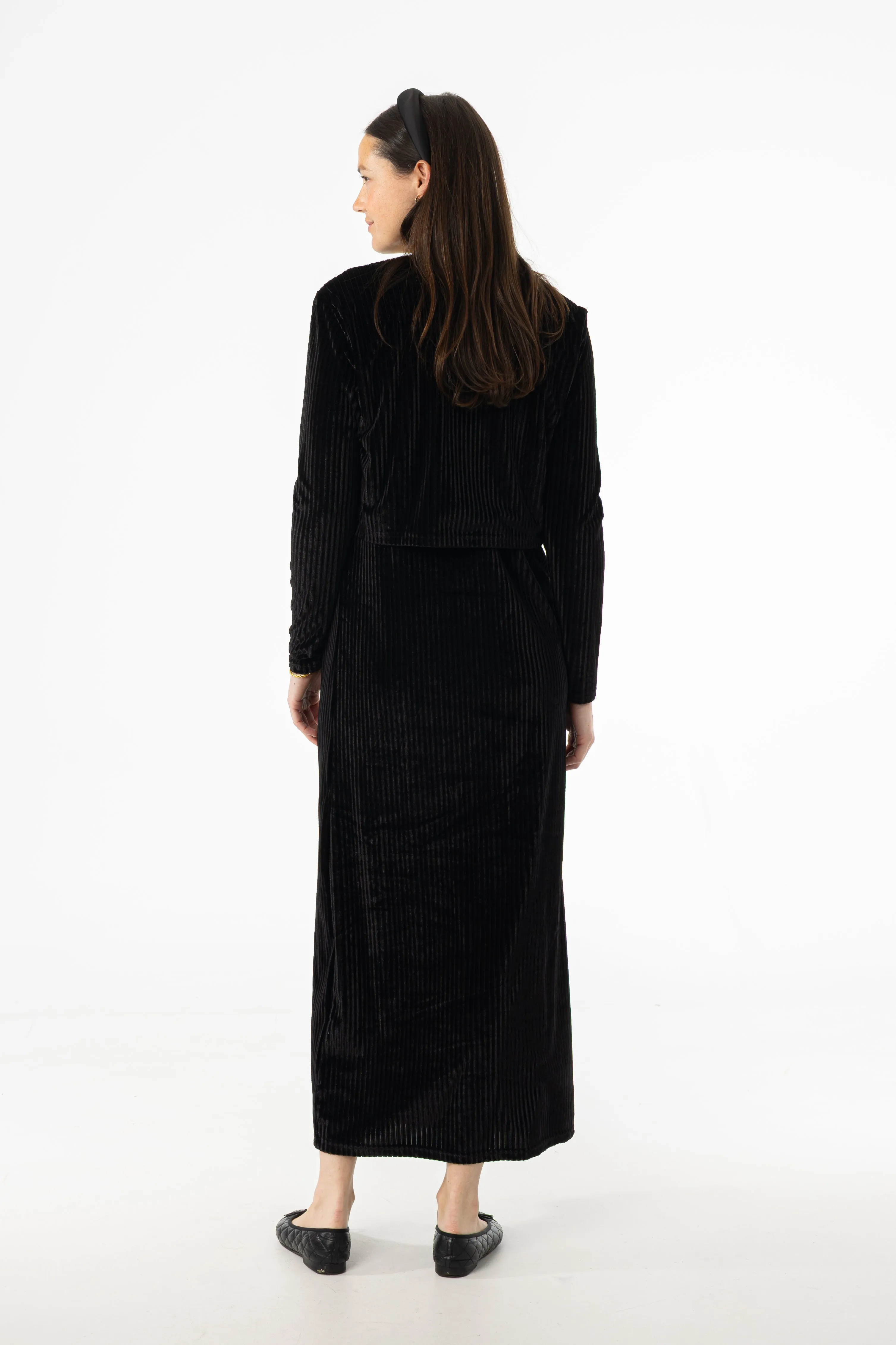 Perfect For Work Black Ribbed Velour Jumper