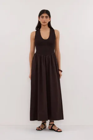 FLORENCE BURNT CHOC COTTON MIDI DRESS Formal Style