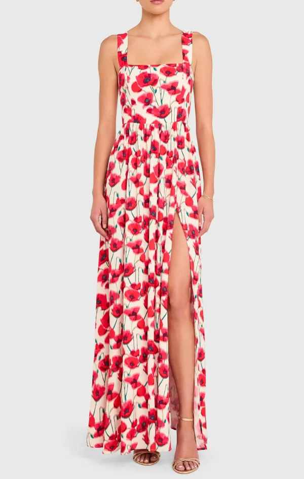 Dropped-Waist Pure Tone Florence Maxi