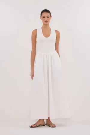 FLORENCE WHITE SLEEVELESS COTTON MIDI DRESS Timeless Energy All-Day Fit